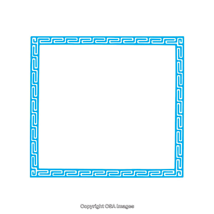 Blue Geometric Frame With Intricate Borders on White Background