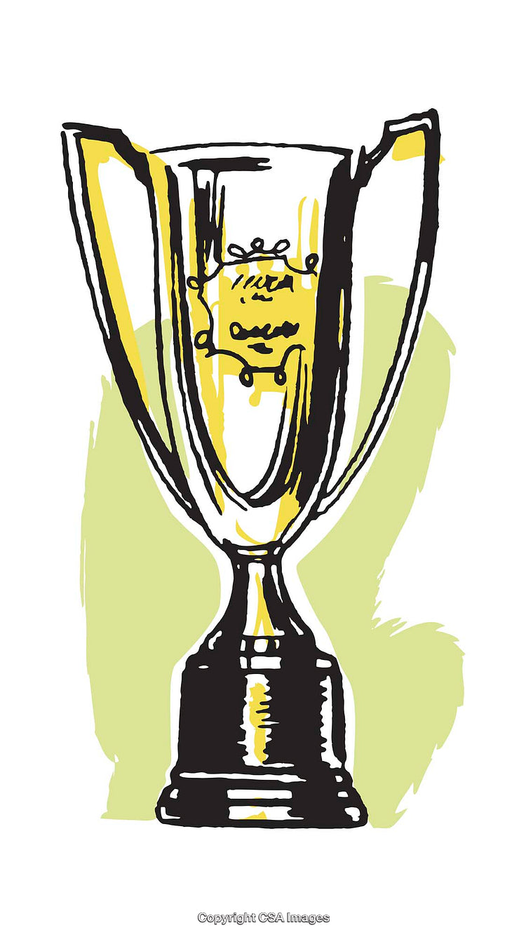 Illustrated Trophy With Decorative Accents on Artistic Background