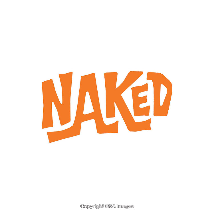 Bold Orange Text Reading 'Naked' on a White Background