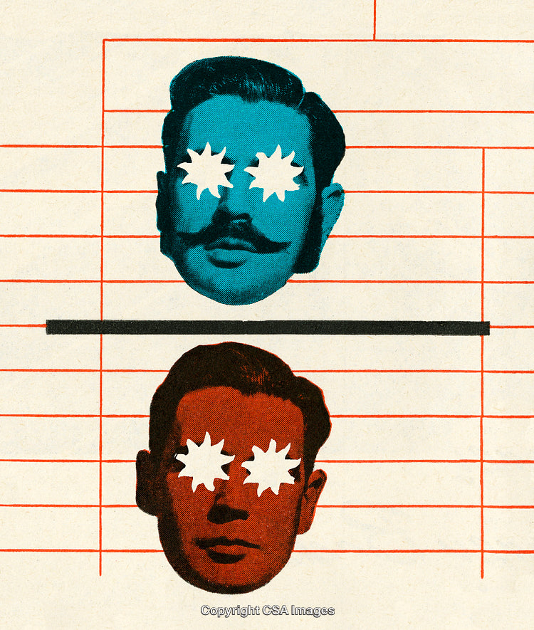 Surreal Double Portrait With Color Contrast and Geometric Illustration