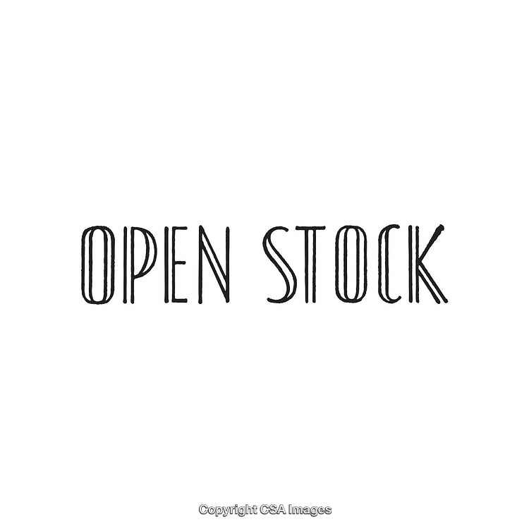 Minimalist Black Text Reading Open Stock on White Background