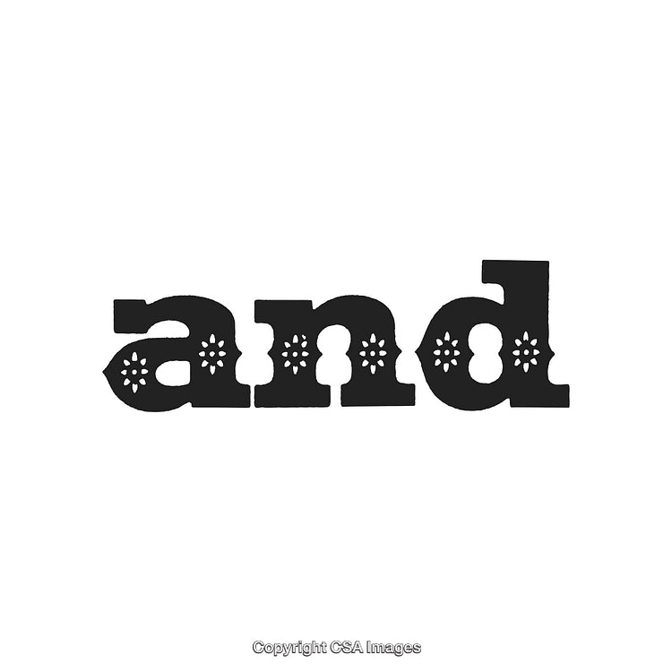 Decorative Bold Typography Word in Monochrome Style with Floral Details