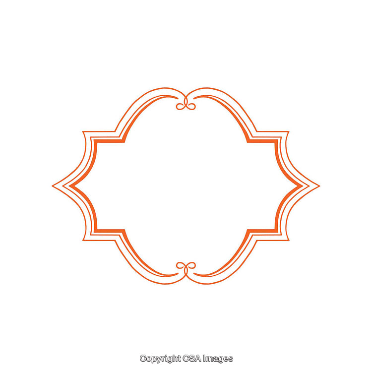 Elegant Orange Decorative Frame with Curved Symmetry on White Background