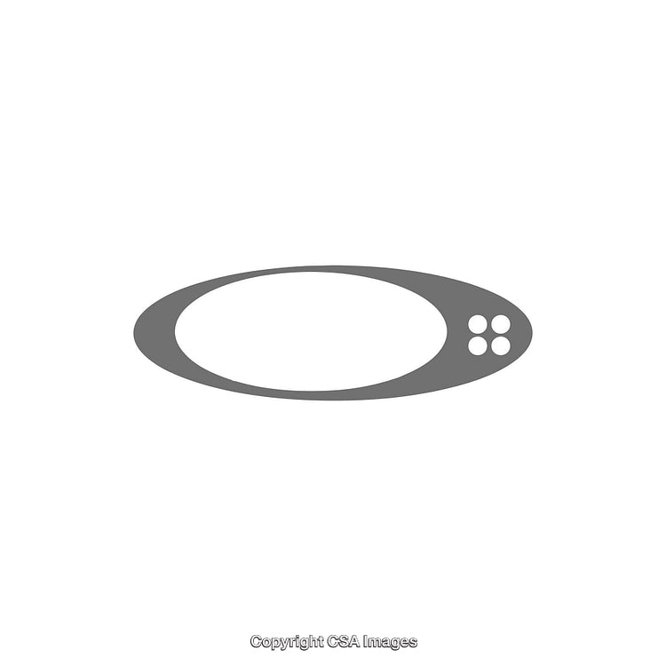 Minimalist Grey Oval Dingbat with Four Circular Elements on White Background
