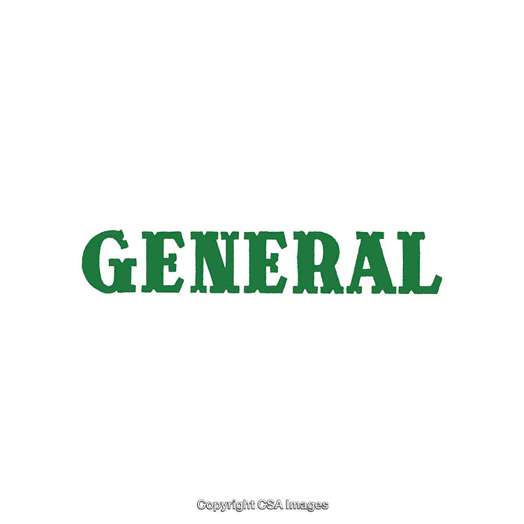 Green General Text on White Background with Bold Typeface Design