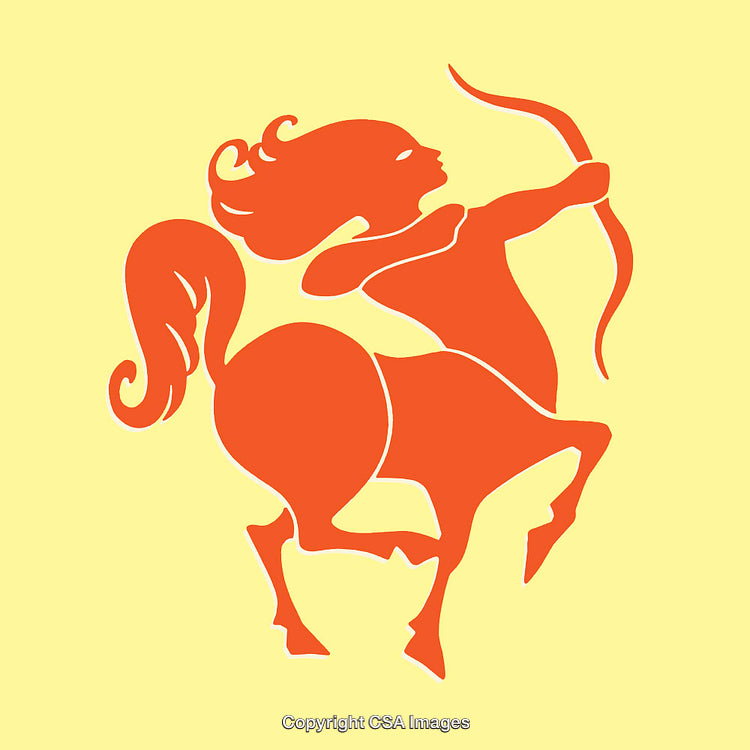 Colorful Line Art Illustration of a Sagittarius Archer with Bow