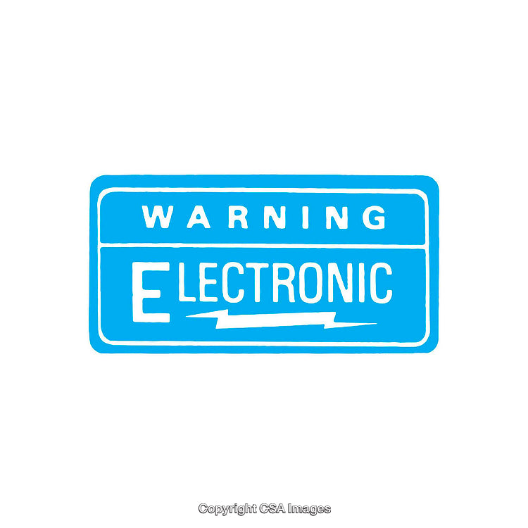 Blue Warning Electronic Sign with Simple Design on White Background