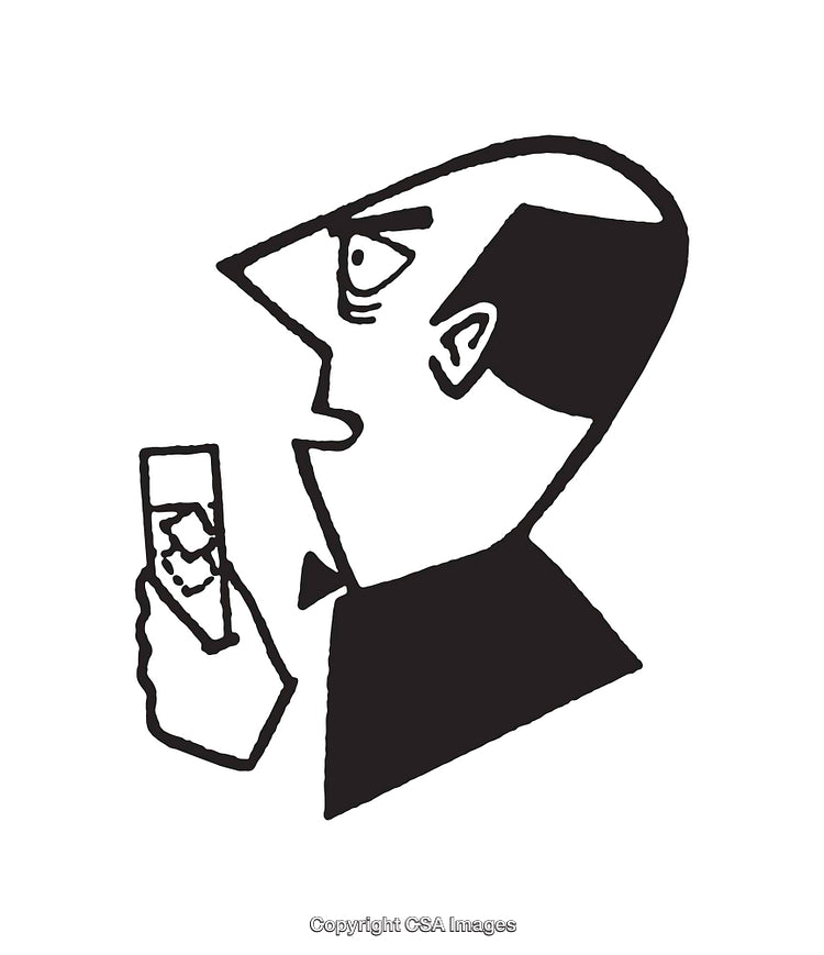 Expressive Black And White Illustration of a Man Holding a Glass