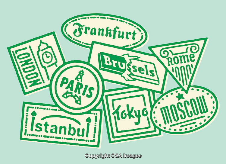 Collection of Travel-Themed City Illustrations Featuring Popular International Destinations