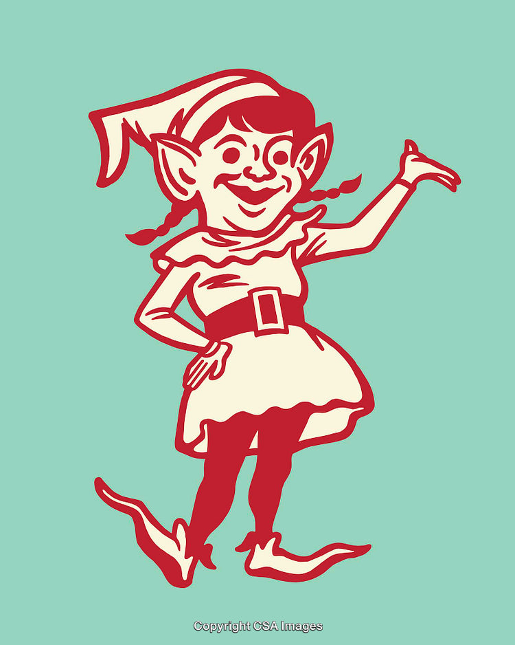 Cheerful Cartoon Elf Character in Festive Holiday Themed Illustration Design