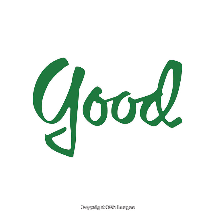 Green Script Lettering Depicting the Word 'Good' on White Background