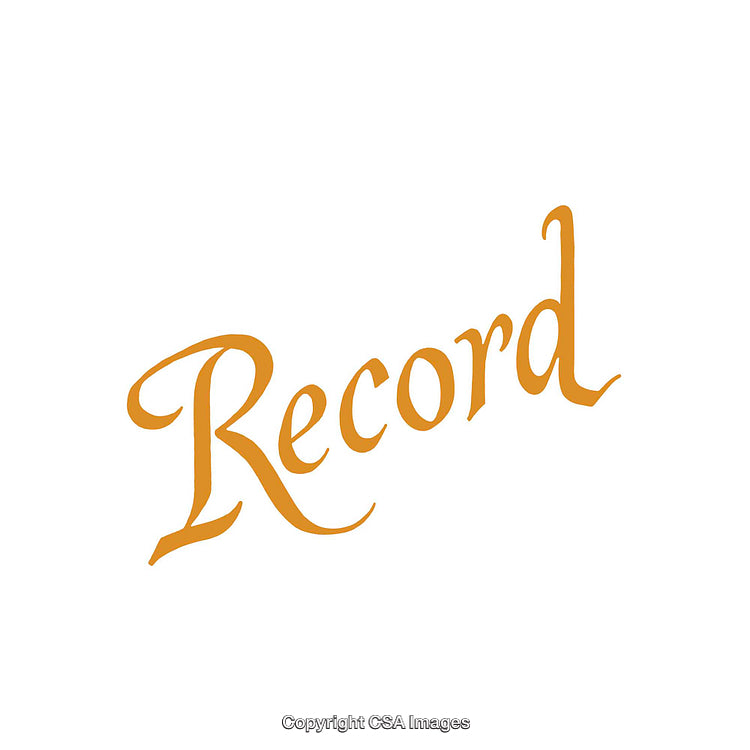 Elegant Script Text Display of the Word 'Record' in Orange Hue