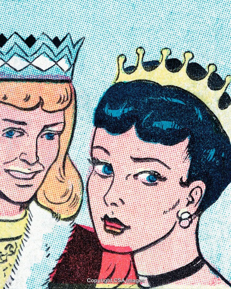 Bright Comic Illustration of Two Crowns in Vintage Art Style