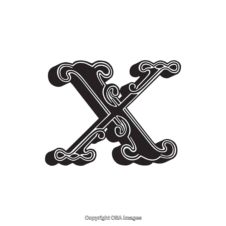 Intricate Decorative Monochrome Letter X with Elegant Design