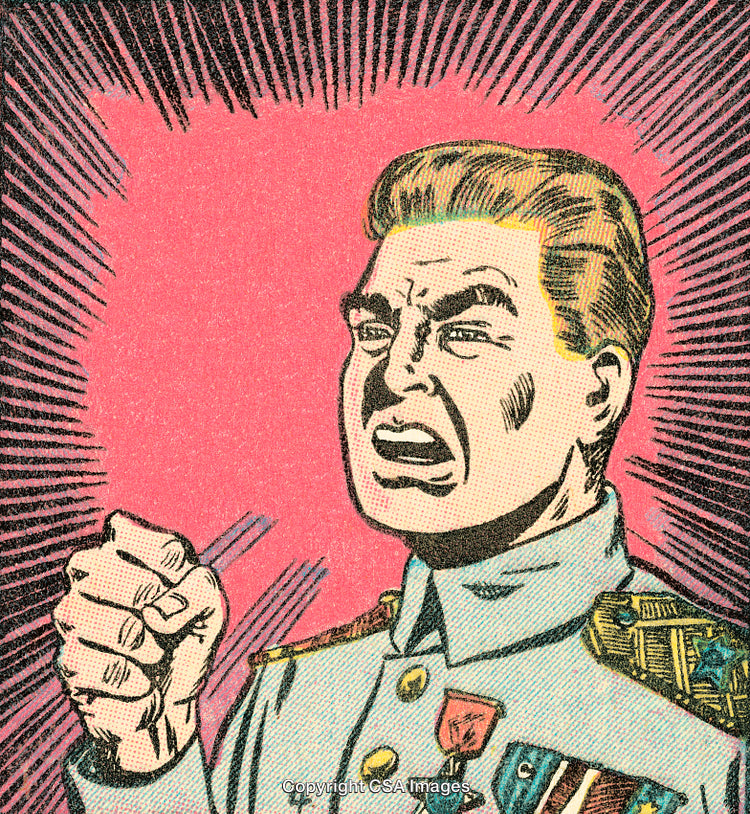 Retro Pop Art Military Leader Making an Emotional Speech