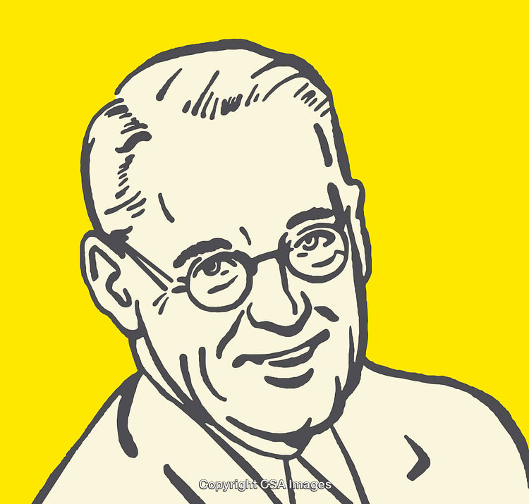 Vintage Line Art Portrait Illustration on Bright Yellow Background