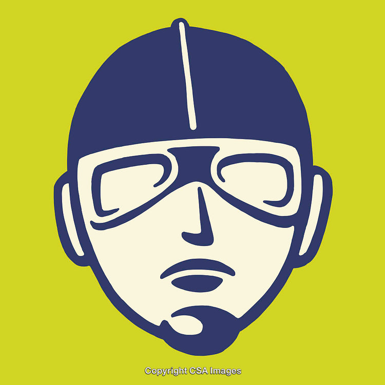 Minimalist Illustration of a Person Wearing Goggles and Helmet