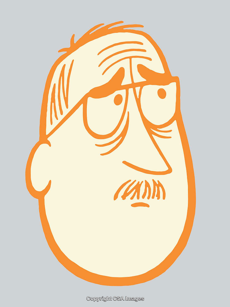 Expressive Cartoon Line Art Illustration of a Thoughtful Character