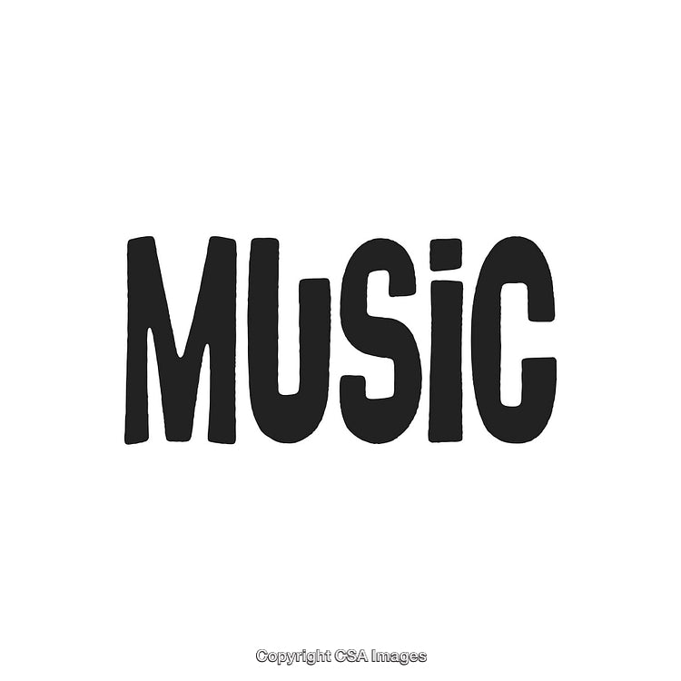 Bold Black Typography Featuring the Word Music in Artistic Serif Font