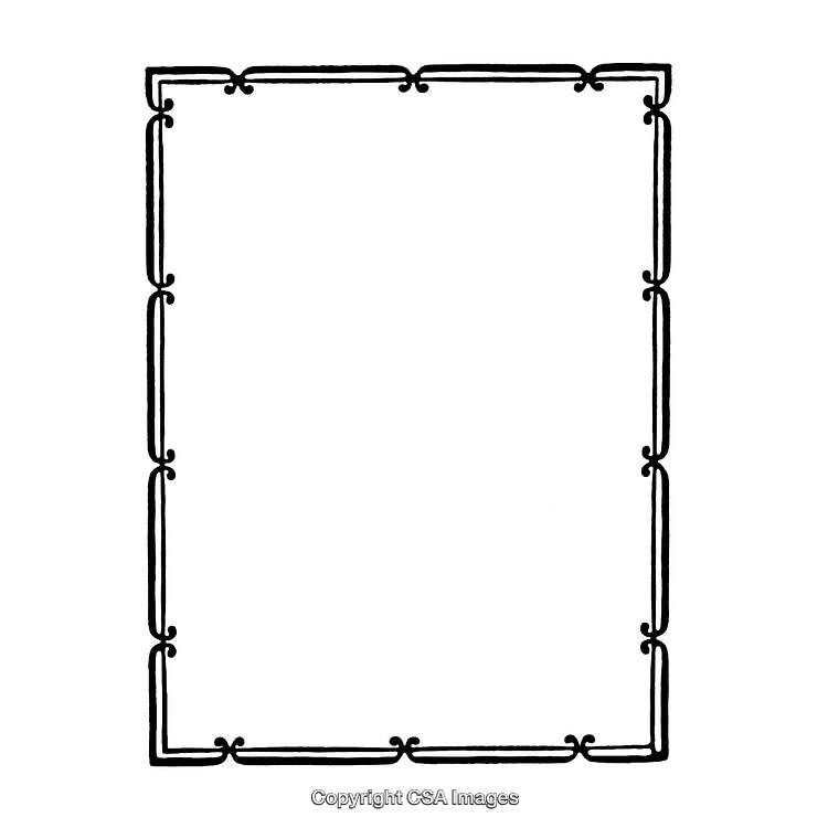 Decorative Black and White Border with Curved Corner Design
