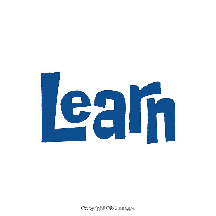 Blue Textured Typography Depicting the Word Learn on a White Background