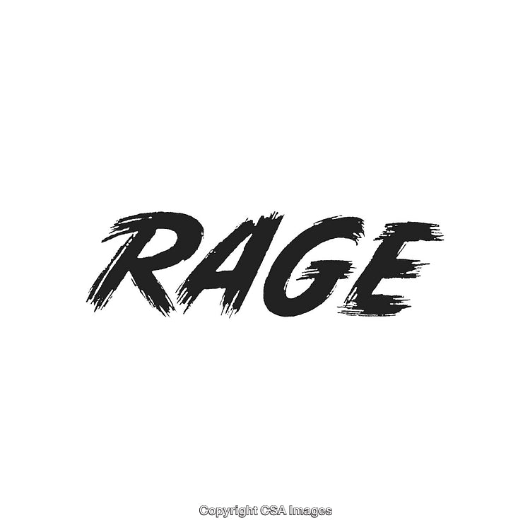 Expressive Grunge Text Depicting Rage in Bold Distressed Typography