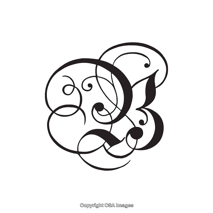 Elegant Calligraphic Illustration Featuring Ornamental Letter B Design
