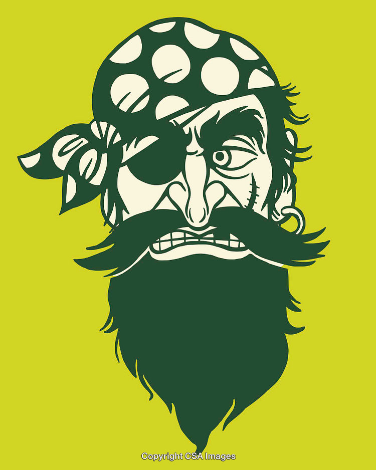 Vector Illustration of a Pirate Face In Bold Colorful Style