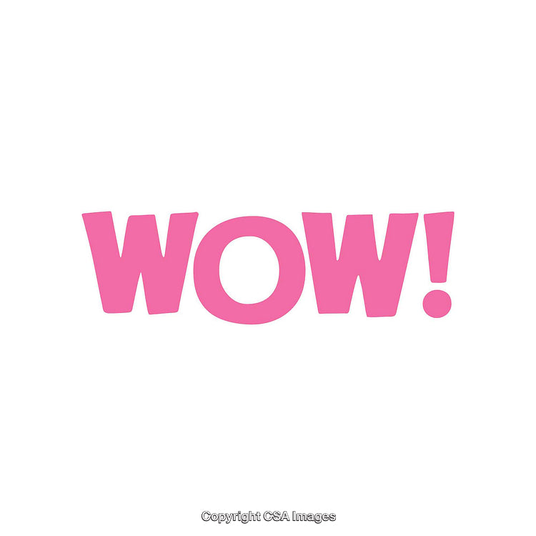 Pink Wow Text on White Background in Bold Letters
