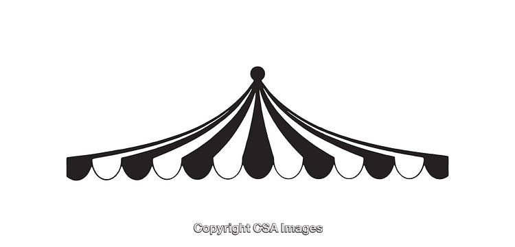 Black and White Circus Tent Line Art Icon Illustration
