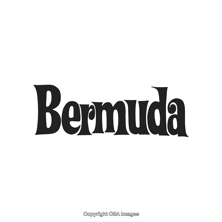 Retro Typography of Bermuda in Ornate Styled Bold Black Print