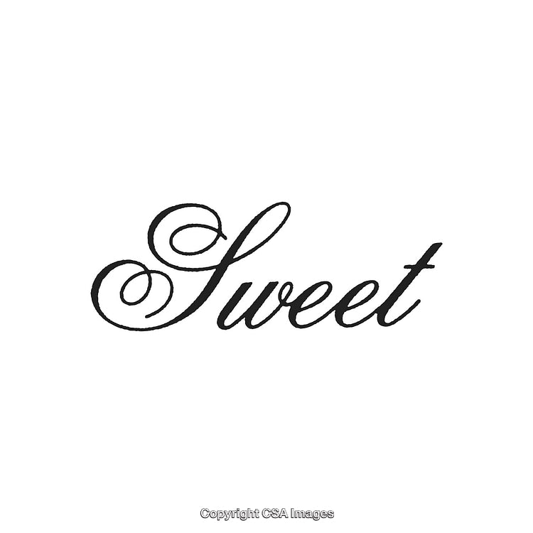 Elegant Calligraphy Font Spelling the Word Sweet on White Background