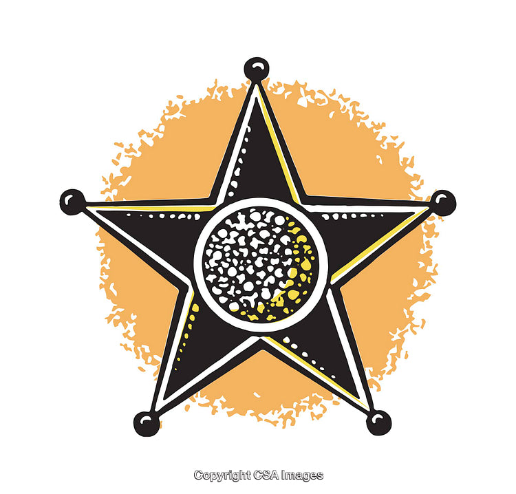Vintage-Inspired Sheriff Star Badge with Textured Background in Bold Colors