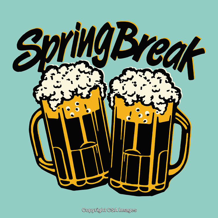 Illustration of Beers and a Spring Break Typography Design on Teal