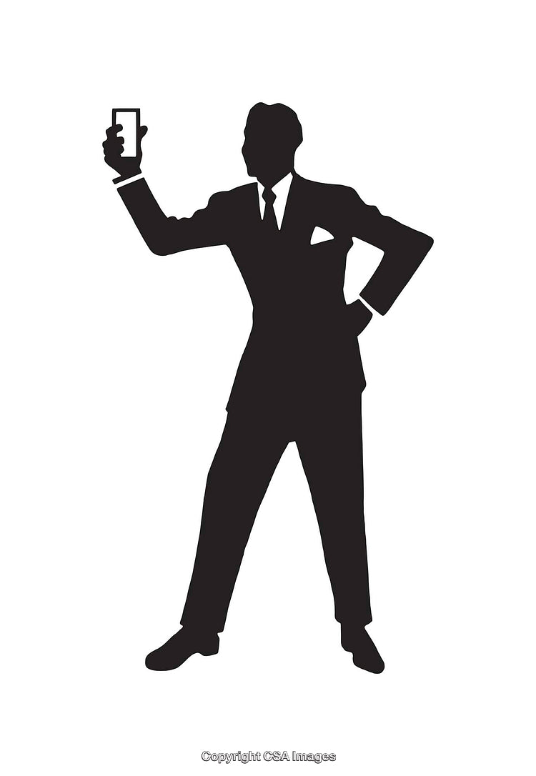 Businessman Illustration in Suit Taking a Selfie with Smartphone