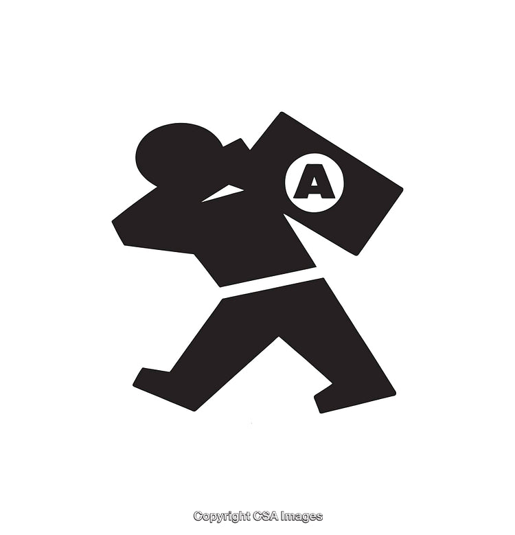 Silhouette Icon of a Person Carrying a Box with Letter A
