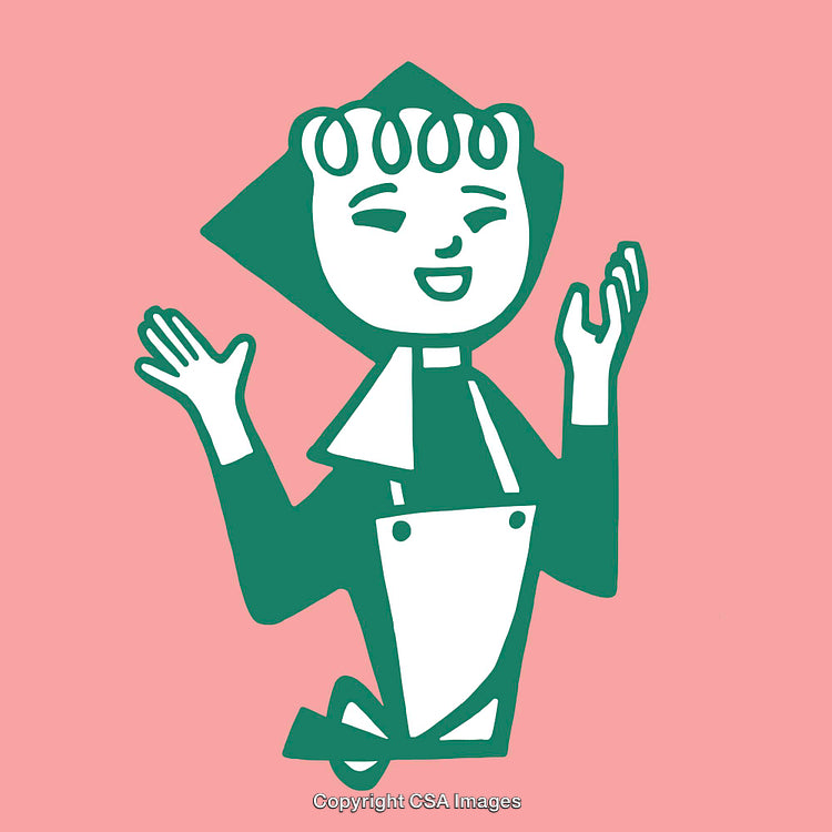 Colorful Line Art Illustration Featuring a Cheerful Character Offering a Smile