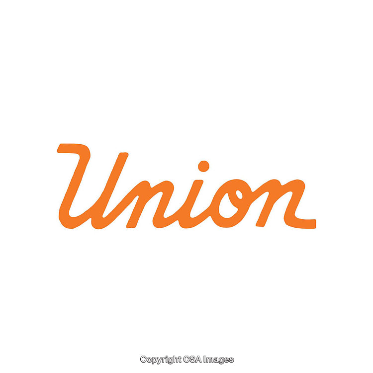 Stylish Handwritten Text Reading Union in Vibrant Orange Color