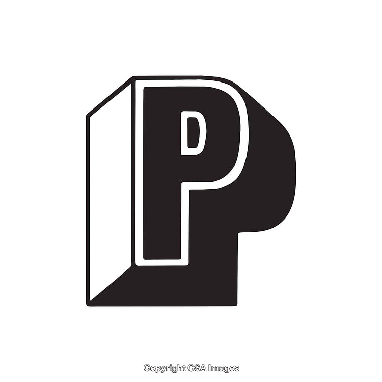 Graphic Illustration of the Letter P in Bold Modern Style