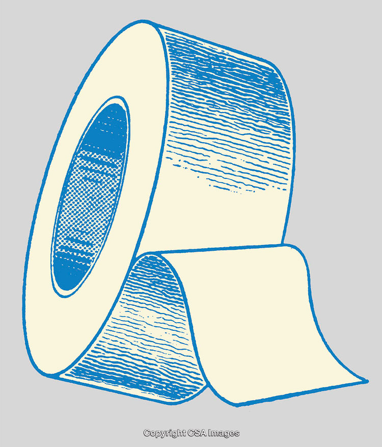 Blue and Beige Line Art Illustration of an Unrolled Tape