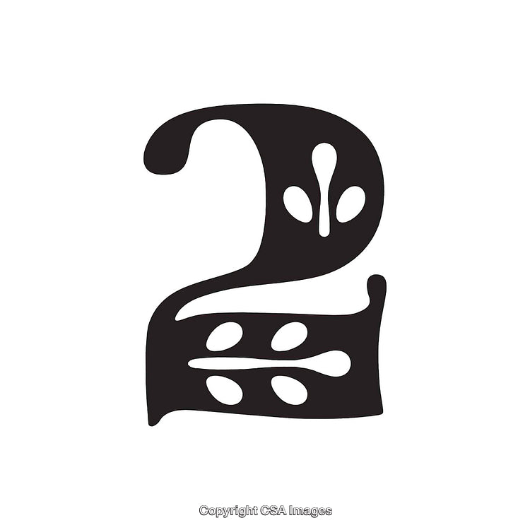 Decorative Black Number Two with Intricate Floral Design