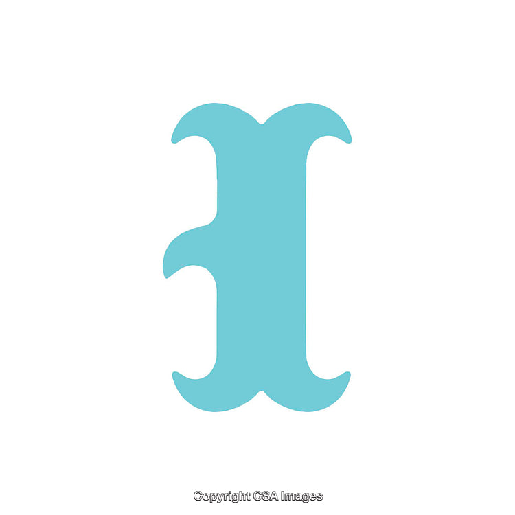 Decorative Stylized Turquoise Letter I on White Background