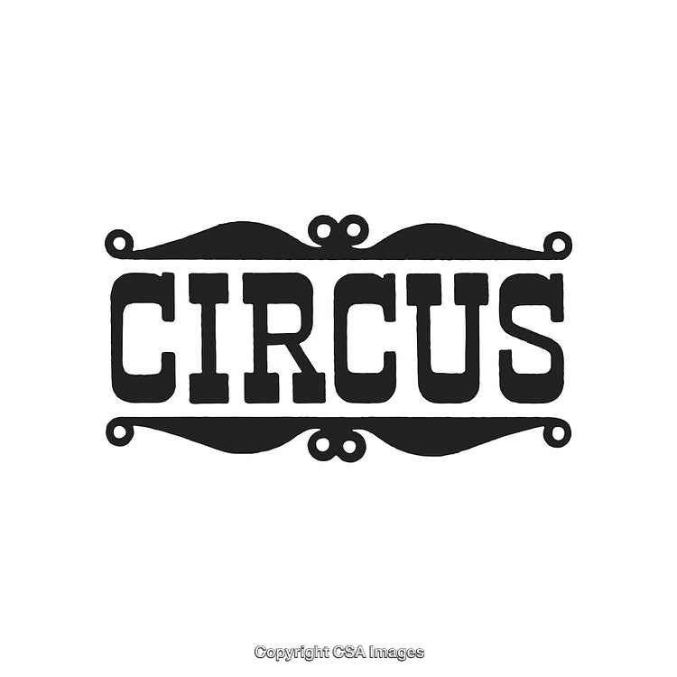 Vintage Circus Typography Emblem with Ornamental Accents and Bold Style