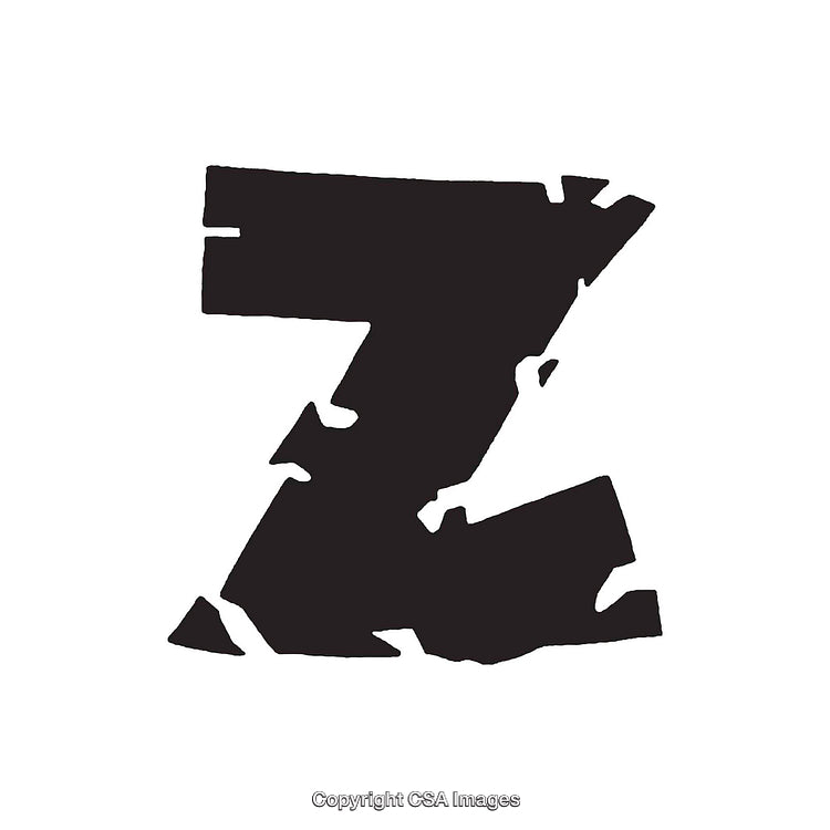 Bold Abstract Representation of the Letter Z in Black Stencil Style
