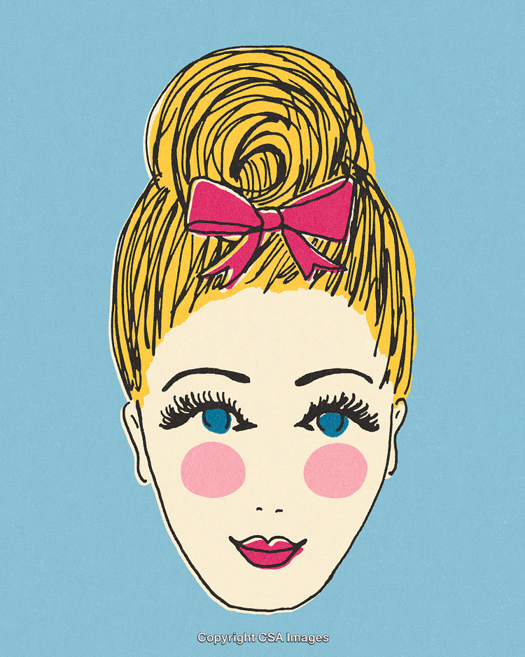 Stylized Illustration of a Woman With a Bow in Her Hair