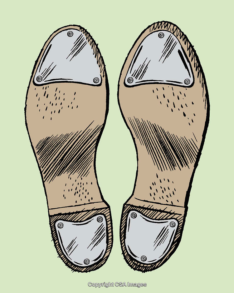 Colored Line Art Illustrating Tap Shoe Soles with Metal Tips