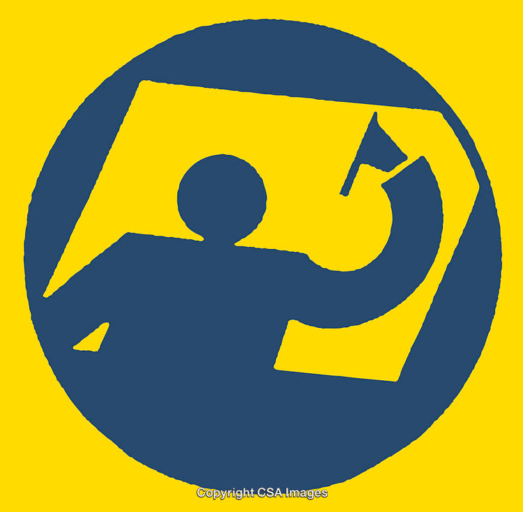 Abstract Line Art Silhouette with flag in Blue and Yellow Colors