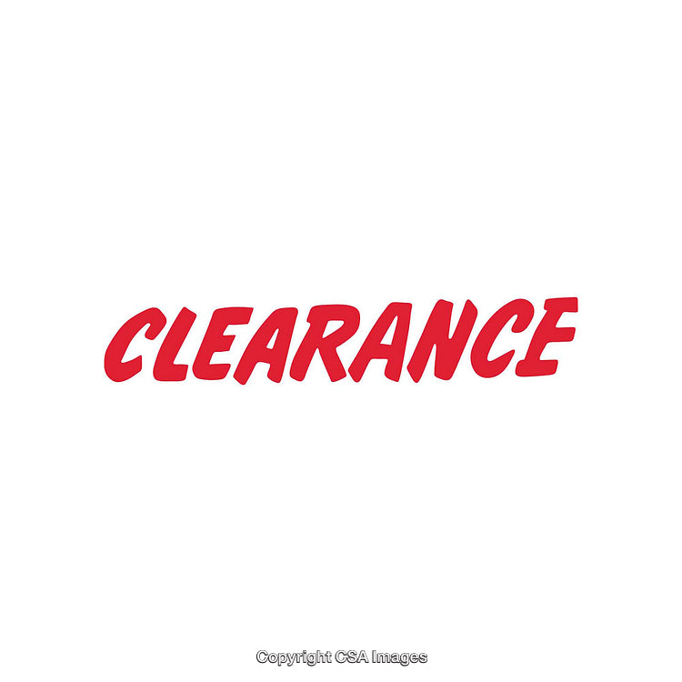 Large Red Clearance Text on White Background for Retail Use