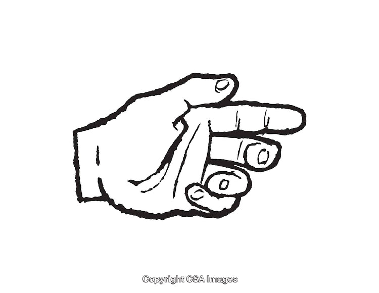 Black and White Line Drawing of a Gesturing Hand