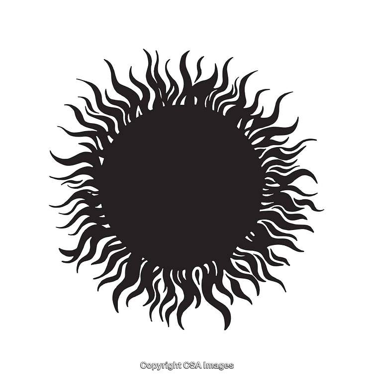 Abstract Black Silhouette Sun with Creative Line Art Design